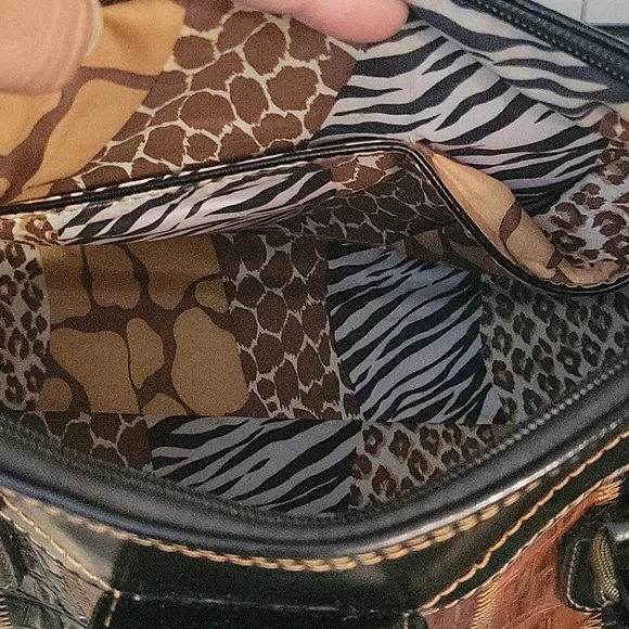 Genuine Leather Western Handbag Purse Animal Print Skin In Nice Condition - Picture 7 of 10